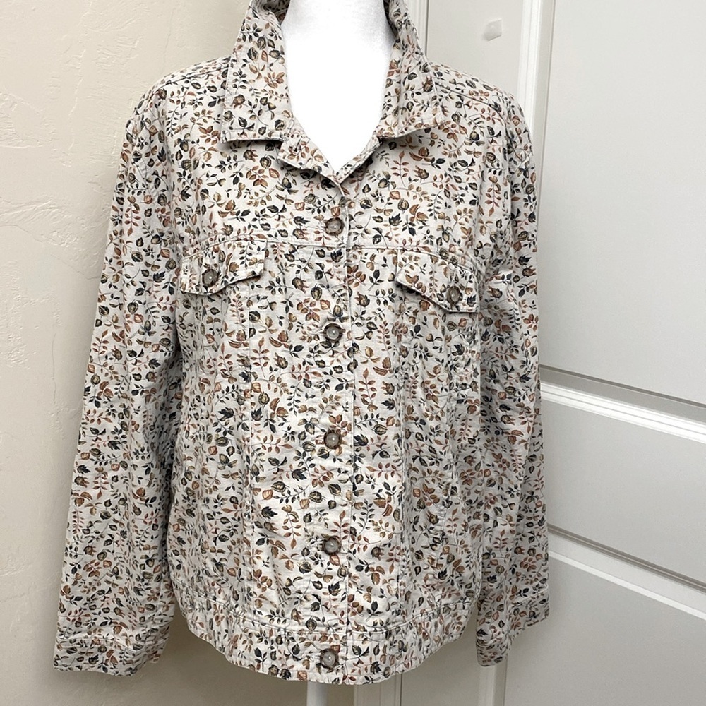 Christopher & Banks Linen jacket Womens XL Over shirt button down Fall collared
